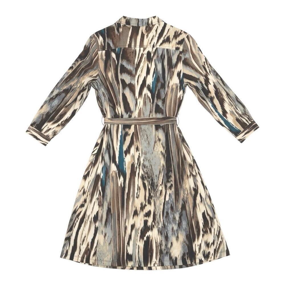 Saint Tropez West Sz 6 Abstract Ikat Style Button Front Dress Tie Waist | GUC - Picture 11 of 11